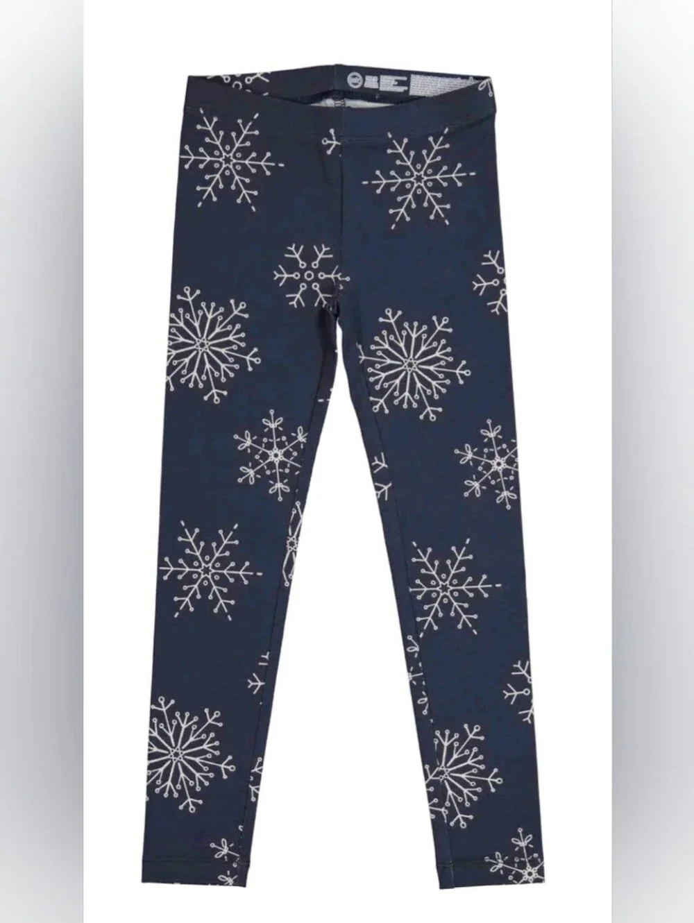 Navy Leggings with White Snowflake Print Girls Size L (10-12) NWT
